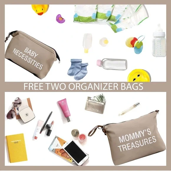 Mommy Bag in Tan Canvas with two organizer bags. Brand new! - Picture 11 of 12